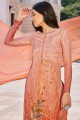 Rust Satin Palazzo Suit with Printed Work