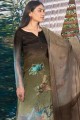 Printed Satin Green Palazzo Suit with Dupatta
