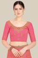 Banarsi jacquard Lehenga Choli with Embroidered in Pink