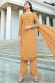 Orange Palazzo Suit in Embroidered Georgette