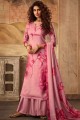 Pink Palazzo Suit in Printed Pashmina