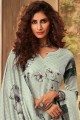 Grey Color Pashmina Palazzo Suit with Printed