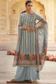 Blue Palazzo Suit in Printed Pashmina