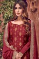 Silk Embroidered Maroon Pakistani Suit with Dupatta