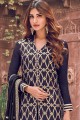 Silk Blue Pakistani Suit in Embroidered