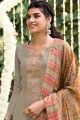 Pashmina Grey Palazzo Suit in Embroidered