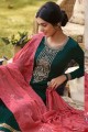 Tussar silk Palazzo Suit with Embroidered in Teal