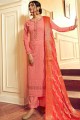 Opulent Pink Embroidered Georgette Palazzo Suits