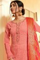 Opulent Pink Embroidered Georgette Palazzo Suits