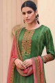 Dazzling Printed Satin Green Palazzo Suits with Dupatta
