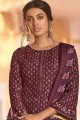 Cotton Purple Palazzo Suit in Printed