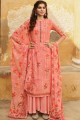 Ravishing Pink Embroidered Georgette Palazzo Suits