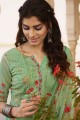 Embroidered Georgette Palazzo Suits in Green with Dupatta