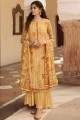 Georgette Palazzo Suit with Embroidered in Yellow
