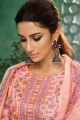 Adorable Pink Palazzo Suits with Printed Satin
