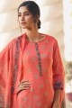 Satin Peach Palazzo Suit in Printed