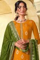 Embroidered Art silk Palazzo Suit in Yellow with Dupatta