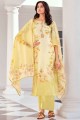 Latest Yellow Cotton Printed Palazzo Suit with Dupatta