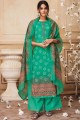 Cotton Green Palazzo Suit in Embroidered