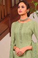 Green Pakistani Suit with Embroidered Chiffon