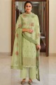 Palazzo Suit in Green Silk with Embroidered