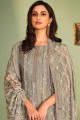 Embroidered Palazzo Suit in Grey Muslin