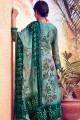 Green Muslin Palazzo Suits with Embroidered