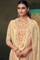 Beige Palazzo Suit with Printed Cotton