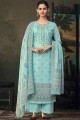 Printed Cotton Palazzo Suit in Turquoise