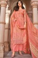 Muslin Pink Palazzo Suit in Printed