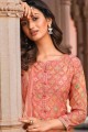 Muslin Pink Palazzo Suit in Printed