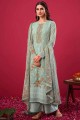 Grey Palazzo Suit in Embroidered Georgette