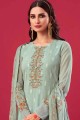Grey Palazzo Suit in Embroidered Georgette