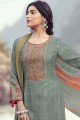 Pashmina Embroidered Grey Palazzo Suit with Dupatta
