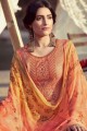 Peach Color Pashmina Palazzo Suit with Embroidered