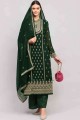 Georgette Pakistani Suit with Embroidered in Green