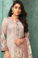 Pink Velvet Printed Palazzo Suit with Dupatta