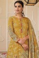 Yellow Eid Palazzo Suit in Cotton with Printed