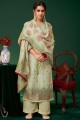 Jacquard silk Printed Green Eid Palazzo Suit with Dupatta