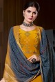 Crepe Embroidered Yellow Eid Palazzo Suit with Dupatta