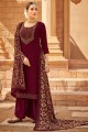 Eid Palazzo Suit in Maroon Georgette with Crystal