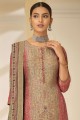 Pink Digital print Eid Palazzo Suit in Viscose and jacquard silk