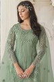 Crystal Palazzo Suit in Green Net