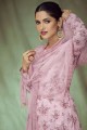 Embroidered Palazzo Suit in Pink Cotton and jacquard