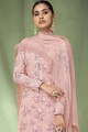 Cotton and jacquard Palazzo Suit with Embroidered in Pink