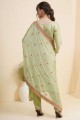 Green Thread Palazzo Suit in Silk
