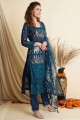 Navy blue Diwali Palazzo Suit in Georgette with Thread