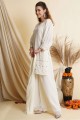 Off white Diwali Palazzo Suit in Georgette with Sequins