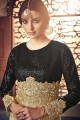 Black,Gold Butterfly Net Anarkali Suit
