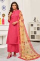 Pink Cambric Cotton Palazzo Suit